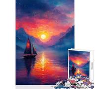 Jigsaw Puzzle 1000 Piece Lonely Sailor Sunset Relaxing Games for The Whole Family Toy Wall Decor with Fully Interlocking Randomly Shaped Pieces (26X38cm)