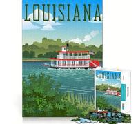 Jigsaw Puzzle 1000 Piece Louisiana Riverboat Flawless Fit Art Thinking Skill Game Rest Time Play Christmas Art Gift (38x52cm)