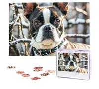 Jigsaw Puzzle 1000 Piece Lovely Boston Terrier Puzzles for Adults Custom Puzzles from Photos Personalized Picture Wooden Puzzle Gifts for Family Wedding Birthdays Anniversaries