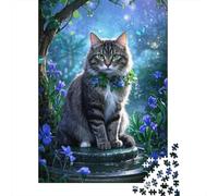 Jigsaw Puzzle 1000 Piece Manx Cat with Wreath, for Adults Impossible Challenging Game Gift Toys 1000pcs (75x50cm)
