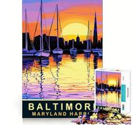 Jigsaw Puzzle 1000 Piece Maryland Harbor Baltimore Flawless Fit Art Thinking Skill Game Rest Time Play Christmas Art Gift (50x75cm)