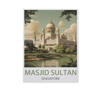 Jigsaw Puzzle 1000 Piece，Masjid Sultan Singapore，Classic Puzzle DIY Kit Paper Toy Unique Gift Home Decor（38x26cm）-V5
