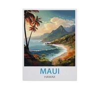 Jigsaw Puzzle 1000 Piece，Maui Hawaii Vintage Travel Poster，Adult Puzzle DIY Kit Paper Puzzle Modern Home Decor Unique Gift-AP348-26x38cm