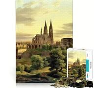 Jigsaw Puzzle 1000 Piece Medieval Buildings Fine Joint Fun Problem Solving Toy Quiet Game Time Xmas Decor Gift (38x52cm)