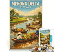 jigsaw puzzle 1000 piece Mekong Delta Travel Poster | 75x50cm Perfect decoration Every Piece is Unique Enhance love between couples