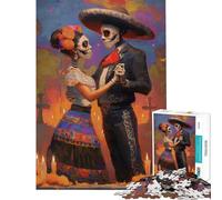 Jigsaw Puzzle 1000 Piece Mexican Day of The Dead Dance Help The Brain Exercise Stress Reliever Hands-on Game Suitable for People Aged 14 And Above (38x26cm)