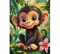 Jigsaw Puzzle 1000 Piece, Monkey Is Cute Puzzles for Adults 1000, Jigsaw Puzzle Games Classic Educational, Wooden Puzzles, The Impossible Challenge, for Home Wall Decoration Gift BXHZW1-364