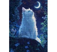 Jigsaw Puzzle 1000 Piece, Moon Cat Puzzles for Adults 1000, Jigsaw Puzzle Games Classic Educational, Wooden Puzzles, The Impossible Challenge, for Home Wall Decoration Gift BXHZW1-1064
