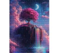 Jigsaw Puzzle 1000 Piece, Moon Waterfall Puzzles for Adults 1000, Jigsaw Puzzle Games Classic Educational, Wooden Puzzles, The Impossible Challenge, for Home Wall Decoration Gift BXHZW1-1061