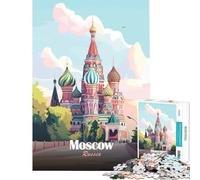 Jigsaw Puzzle 1000 Piece Moscow, Russia︰ St. Basil's Cathedral Illustration for Educational Game Learning Educational Toys Gifts For Birthdays Home Decoration (Size 75x50cm)