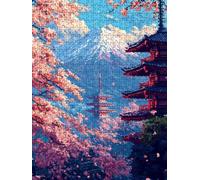 Jigsaw Puzzle 1000 Piece, Mount Fuji Ancient Pagoda Puzzles for Adults 1000, Jigsaw Puzzle Games Classic Educational, Wooden Puzzles, The Impossible Challenge, for Home Wall Decoration Gift BXHZW1-279