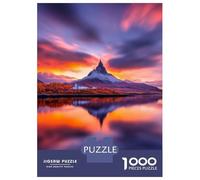 Jigsaw Puzzle 1000 Piece Mountain Reflection at Sunset Puzzles for Adults Relax Games Stress Reliever Deal As Gifts for The Whole Family 52x38cm/1000pcs