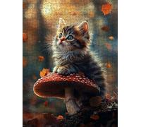 Jigsaw Puzzle 1000 Piece, Mushroom Cat Puzzles for Adults 1000, Jigsaw Puzzle Games Classic Educational, Wooden Puzzles, The Impossible Challenge, for Home Wall Decoration Gift BXHZW1-712