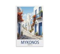Jigsaw Puzzle 1000 Piece，Mykonos Grecias Jigsaws Puzzles 1000 Pieces Teens Kids Jigsaw Entertainment Toys Brain Challenge Puzzle 52x38cm