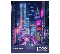 Jigsaw Puzzle 1000 Piece Neon City Lights Wallpaper Puzzles for Adults Family Game Improve Memory Deal As Gifts for The Whole Family 52x38cm/1000pcs