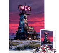 Jigsaw Puzzle 1000 Piece Neon Outpost Wasteland Inn Educational Toy Secret Santa Gifts Relaxing Games with Matching Poster And Trivia Sheet Size 50x75cm