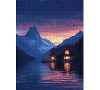 Jigsaw Puzzle 1000 Piece, Night View Island Puzzles for Adults 1000, Jigsaw Puzzle Games Classic Educational, Wooden Puzzles, The Impossible Challenge, for Home Wall Decoration Gift BXHZW1-1010