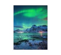 Jigsaw Puzzle 1000 Piece，Northern lights over the sea coast, snow-covered mountains, Lofoten，Classic Puzzle Adult Puzzle DIY Kit Paper Toy Unique Gift Modern Home Decor（38x26cm）-F19