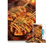 Jigsaw Puzzle 1000 Piece Okonomiyaki with Chopsticks Digital Art Fine Joint Fun Problem Solving Toy Quiet Game Time Xmas Decor Gift (50x75cm)