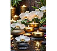 Jigsaw Puzzle 1000 piece,Orchids Candle Zen Puzzles for Adults,Educational Game Challenge Toy 1000 Pieces DIY puzzles Family Decoration puzzle