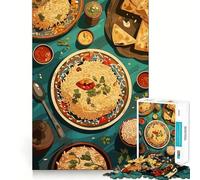 Jigsaw Puzzle 1000 Piece Overhead Shot of Indian Food Arrangement Fine Joint Fun Problem Solving Toy Quiet Game Time Xmas Decor Gift (50x75cm)