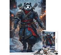 Jigsaw Puzzle 1000 Piece Panda Assassin in Snowy Town Anti-Stress Toys Great Gift for Games for Educational Game Artists Collection, Fine Art Size 38x52cm