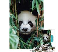 Jigsaw Puzzle 1000 Piece Panda Peering through Bamboo Forest Fun Activities at Home Hand Speed Race Educational Games for 14+ Puzzle Game Offered (38x52cm)