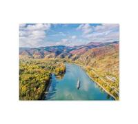 Jigsaw Puzzle 1000 Piece，Panorama of the Wachau Valley with a ship on the Danube，Classic Puzzle Adult Puzzle DIY Kit wooden Toy Unique Gift Modern Home Decor（75x50cm）-N59