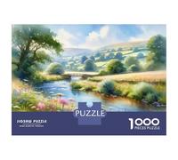 Jigsaw Puzzle 1000 Piece Peaceful Countryside Scene with River And Bridge Puzzles for Adults Brain Teaser Game But Fun And Humorous Deal As Gifts for The Whole Family 38x26cm/1000pcs