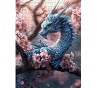 Jigsaw Puzzle 1000 Piece, Peach Blossom Dragon Puzzles for Adults 1000, Jigsaw Puzzle Games Classic Educational, Wooden Puzzles, The Impossible Challenge, for Home Wall Decoration Gift BXHZW1-873