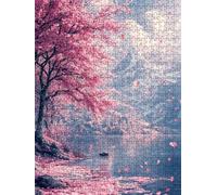 Jigsaw Puzzle 1000 Piece, Peach Tree Moon Puzzles for Adults 1000, Jigsaw Puzzle Games Classic Educational, Wooden Puzzles, The Impossible Challenge, for Home Wall Decoration Gift BXHZW1-876