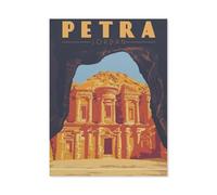 Jigsaw Puzzle 1000 Piece，Petra Jordan Vintage Travel Poster，Classic Puzzle Adult Puzzle DIY Kit Paper Toy Unique Gift Modern Home Decor（50x70CM）-BK59