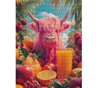 Jigsaw Puzzle 1000 Piece, Pink Highland Cattle Puzzles for Adults 1000, Jigsaw Puzzle Games Classic Educational, Wooden Puzzles, The Impossible Challenge, for Home Wall Decoration Gift BXHZW1-248