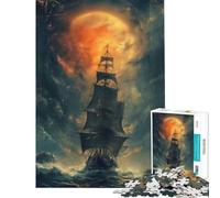 Jigsaw Puzzle 1000 Piece Pirate Ship Adventures Help The Brain Exercise Home Decoration Family Game for 14+ Puzzle Game Offered (38x52cm)