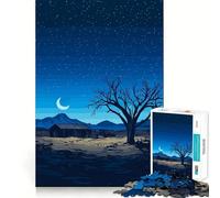 Jigsaw Puzzle 1000 Piece Pixel Art Night Landscape with Abandoned House Fine Joint Fun Problem Solving Toy Quiet Game Time Xmas Decor Gift (50x75cm)