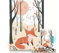 Jigsaw Puzzle 1000 Piece Playful Fox Minimalist Art Fine Joint Fun Problem Solving Toy Quiet Game Time Xmas Decor Gift (38x52cm)