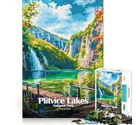 Jigsaw Puzzle 1000 Piece Plitvice Lakes National Park Croatia Flawless Fit Art Thinking Skill Game Rest Time Play Christmas Art Gift (38x26cm)