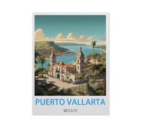 Jigsaw Puzzle 1000 Piece，Puerto Vallarta Mexico Vintage Travel Posters，Classic Puzzle Adult Puzzle DIY Kit Paper Toy Unique Gift Modern Home Decor50x70cm-CD59