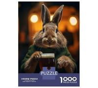 Jigsaw Puzzle 1000 Piece Rabbit Drinking Beer Pint Puzzles for Adults Relax Games Stress Reliever Deal As Gifts for The Whole Family 38x26cm/1000pcs