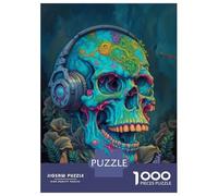 Jigsaw Puzzle 1000 Piece Rad Skull Music Headphones Puzzles for Adults Relax Games Stress Reliever Deal As Gifts for The Whole Family 52x38cm/1000pcs