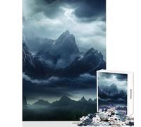 Jigsaw Puzzle 1000 Piece Rainy Mountain Thunder Adult Jigsaw Puzzles Hand Speed Race Help The Brain Exercise Beautiful Design Game (38x52cm)