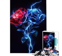 Jigsaw Puzzle 1000 Piece Red And Blue Roses Jigsaw Puzzle 1000 Home Decoration Toys Perfect Decoration for Is Ideal As A Gifts (50x75cm)