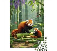 Jigsaw Puzzle 1000 Piece Red Panda in The Bamboo Forest, for Adults Impossible Educational Home Decoration 1000pcs (75x50cm)