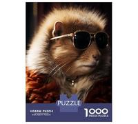 Jigsaw Puzzle 1000 Piece Rich Hamster with Glasses Puzzles for Adults Relax Games Stress Reliever Deal As Gifts for The Whole Family 38x26cm/1000pcs