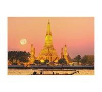 Jigsaw Puzzle 1000 Piece，Rising moon at Wat Arun in Bangkok，Classic Puzzle DIY Kit Paper Toy Unique Gift Home Decor（38x26cm）-AJ92