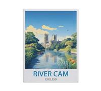 Jigsaw Puzzle 1000 Piece，River Cam England Vintage Travel Posters，Classic Puzzle DIY Kit Paper Toy Unique Gift Home Decor（50x70cm）-CS77