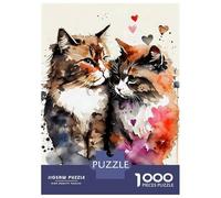 Jigsaw Puzzle 1000 Piece Romantic Cat Couple Puzzles for Adults Relax Games Stress Reliever Deal As Gifts for The Whole Family 38x26cm/1000pcs