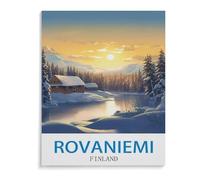 Jigsaw Puzzle 1000 Piece，Rovaniemi Vintage Travel Poster Finland，Adult Puzzle DIY Kit Wood Puzzle Modern Home Decor Unique Gift（26x38cm）-I10
