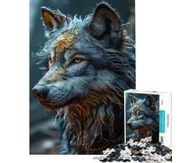 Jigsaw Puzzle 1000 Piece Royal Wolf Illustration Help The Brain Exercise Stress Reliever Hands-on Game Suitable for People Aged 14 And Above (38x52cm)