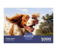 Jigsaw Puzzle 1000 Piece Running Brittany Spaniel with Windblown Fur Puzzles for Adults Relax Games Stress Reliever Deal As Gifts for The Whole Family 70x50cm/1000pcs